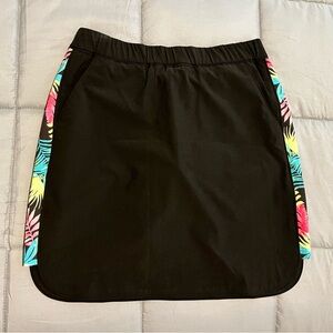 Chico's Black A-Line Skirt with Tropical Accents